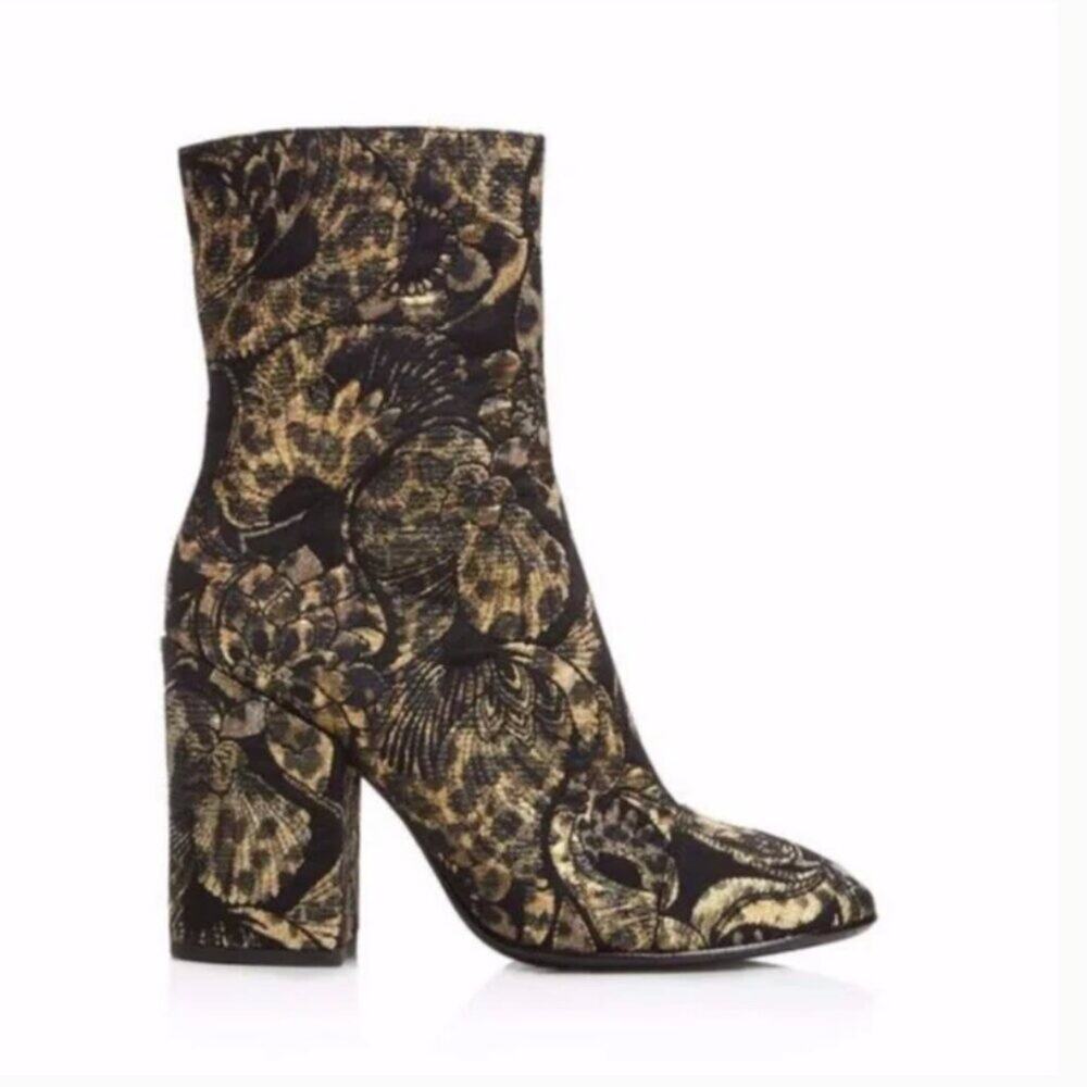 ASH Flora Embossed Velvet Heeled Booties